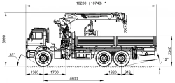 Crane-manipulator truck KMA-150-5 with additional equipment (working platform) and its modifications (special, cargo flatbed equ