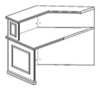 Issuing desk, extending corner module of the Classic series