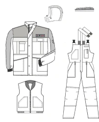 Women's suit (jacket, dungarees) for protection against low temperatures, general industrial pollution and mechanical effects (a