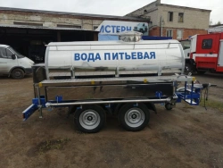 Tank trailer type 71123 of modification 711238 for transporting food liquids or service water, biaxial; four-axle.