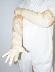 Personal protective equipment for hands made of film polyvinyl chloride material PVC gloves shortened.