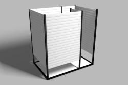 Booth on a platform metal frame
