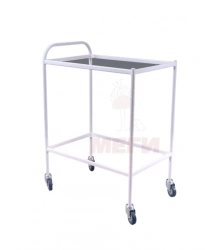 SPp-01-MSK(501-01) Mobile metal procedural table with two glass shelves