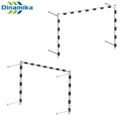 Wall-mounted folding steel handball and indoor football goal with wall fixing (pair)