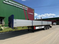 Three-axle semi-trailer flatbed trailer model RT-24 of modification RT-24B with axle unit BPW HSFALM 9010-15 V36 61.68.361.147QS
