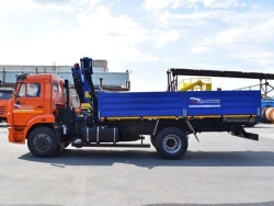 Flatbed, type 6706, modification 67062F with CMU manufactured by "INMAN" JSC on the basis of KAMAZ chassis, type 43253, 43255 mo