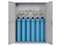 CADUCEUS single-shoulder gas discharge ramp for oxygen (1 arm for 9 cylinders), cabinet version