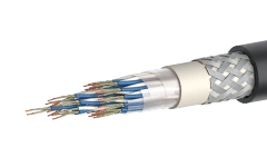 Ship communication cable of fire-resistant SSPSVEVng(A)-FRHF grade with insulation made of silane-cross-linked polyethylene, in