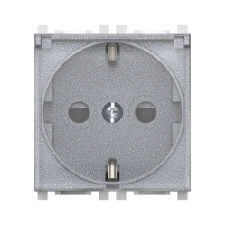 CADUCEUS ALING Experience Flush-mounted socket outlet with grounding, with cover, 16A, 250V~, 2M, silver, art. 74104