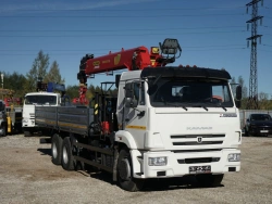 Special purpose vehicle with hydraulic loading crane of MKMA type on the basis of KAMAZ 43118 and its modifications 41K04N-UK