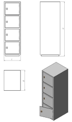 Metal bookkeeping cabinet with four doors, one compartment (series ??.?.4)