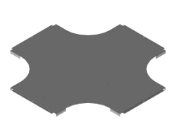Cross-shaped radius tray cover KL 000 XR15, with overall dimensions from 50 mm to 600 mm, metal thickness from 1.0 mm to 1.0 mm.