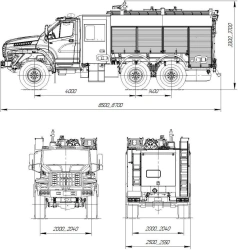 Fire engine of foam extinguishing APT 4, 0-(40, 40/4, -50, -50/4, -70) (5557) model 001-UPZ type UR66, modification UR66HA on th