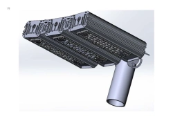 LED luminaire "Industrial Design MTM IoT" series CUBIC 140 Three modules Connection from sides 5 degrees Cantilever mount