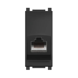 CADUCEUS ALING Experience flush-mounted computer socket Keystone RJ45 8P8C cat.6A FTP, 1M, black (soft touch), Art. no. 74226.S.