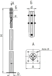 Faceted conical quarter lighting pylon with air power supply