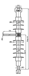 Insulator suspended rod insulator with ribbed sheath made of organosilicon rubber PSPKr 100-25/1,1-0,4-NV-GP