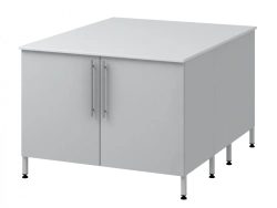 Island table on two supporting metal bollards 1200 OTDL