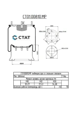 ST01.00810.MR - Pneumatic spring (air spring, air cushion, air balloon) with steel cup.
