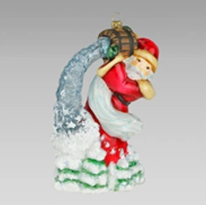 Handmade glass Christmas tree toy "Father Frost with a bucket of stars"