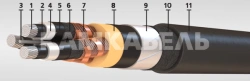 Power cable with aluminium conductors insulated with cross-linked polyethylene for voltage 6, 10, 15, 20, 35 kV APvBP2g accordin