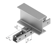 Beam clamp with thread SMA 652, with overall dimensions from 41x52 mm, metal thickness 5,0 mm, stainless steel grade AISI 3