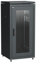 LN05-24U66-GM ITK Network cabinet 19" LINEA N 24U 600x600 mm glass front door, metal back door black