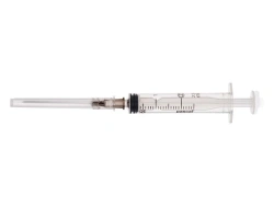 Luer type sterile single-use three-component injection syringe with nominal capacity of 2ml with 22G x 1 needle.