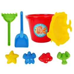 Sand set Cartoon "Give Crab!" (4 sand moulds, large bucket, scoop, rake, sieve)