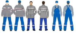Men's suit (jacket, dungaree and cape jacket) against thermal risks of electric arc with protection level up to 48,1 cal/sec.