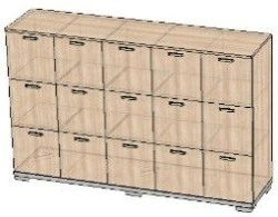 Locker for storage of personal belongings with individual cells. (School furniture brand "Interior" series "TDI School")
