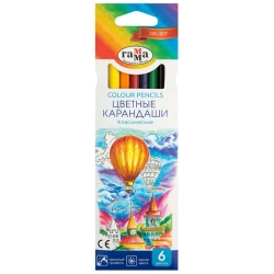 Gamma "Classic" coloured pencils, 06 colour, sharpened, cardboard package, europodweight