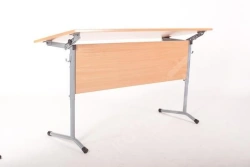 Pupil's table adjustable inclined STORN2-4, STORN3-5, (height group adjustment 2,3,4 / 3,4,5) two-seater round tube
