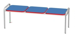 Hard three-seater banquette on metal frame