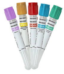 Vacuum tube for venous blood collection "UNIVAC®" with lithium heparin and separating gel. Tube size 16x100. Volume in