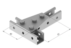 Plate 4 holes SMA 608, with overall dimensions 80x124 mm, metal thickness 5,0 mm, stainless steel grade AISI 304.
