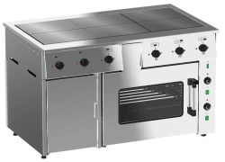 Cooking cooker, electric PE-0,72Mt-021 with a griddle cabinet (6 burners with heating elements, heat chamber of the cabinet made