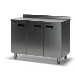 Table with three hinged doors SD-2 with stainless steel edge