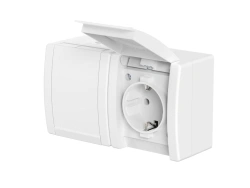 CADUCEUS ALING POWER Double socket for open installation with earthing with bridge jumpers with plastic base with