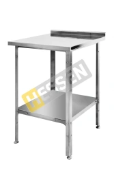 Industrial table with solid wall shelf (with edge) SP 18*8