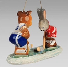 Handmade glass Christmas tree toy "Hockey players"