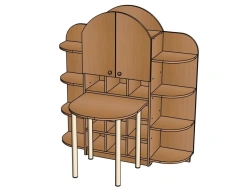 Fine arts shelving unit with metal-framed table/ CJ97