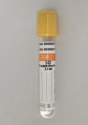 Vacuum tube for venous blood sampling "BERIMED", filler Silicon Dioxide (SiO2) and separating gel, size 13x.
