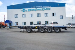 Semitrailer container carrier UST 946523-C1-01 (platform with container locks, with lifting axle, axle unit AXL-13-AFSLPK-00K