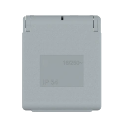 CADUCEUS ALING Connecting products Panel socket with grounding 16A, 250V~, IP54, grey/grey, art. 231.11