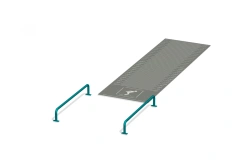 The complex for performance of the test "Long jump from a place with a push with two legs" with the applied marking not less tha