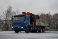 Special purpose vehicle with hydraulic loading crane of MKMA type on the basis of KAMAZ 65117 and its modifications 64K07N-U6