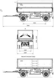 Double-axle tipping trailer 8595-22 with axles PLANT 1202-2410002 with load capacity 12 tonnes