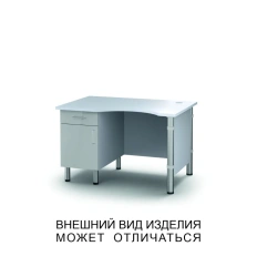 Single-desk microscope table with swinging door, drawer and screen