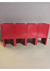 Metal cabinet for four fire extinguishers, floor standing, quadrangular, square (type No. 4)